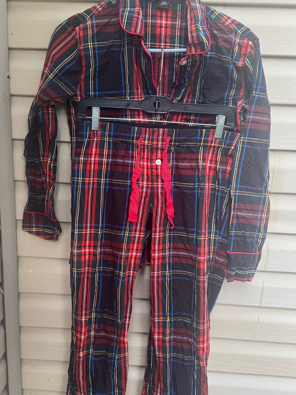 J. Crew Red and Navy Plaid Kids Pajama Set